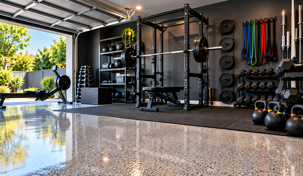 Open-Garage Home Gym Reflection